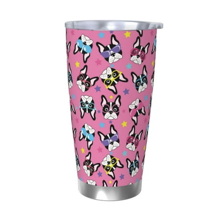 

Ocsxa Colorful Cute French Bulldog Pattern 20oz Travel Coffee Mug with Flip Lid Stainless Steel Insulated Insulated Coffee Mug Thermal Cup with Splash Proof Sliding Lid-Without Straw
