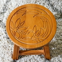 Newboti Furniture Carved Wooden Step Stool, Floral, Natural 18319