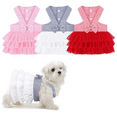 thumbnail image 1 of 3 Pièces de Chien Princesse Robes Chiot Noeud Robe Tutu pour Animaux de Compagnie Robes Rayées Maille Chiot Chien Robes d'Été, 1 of 5