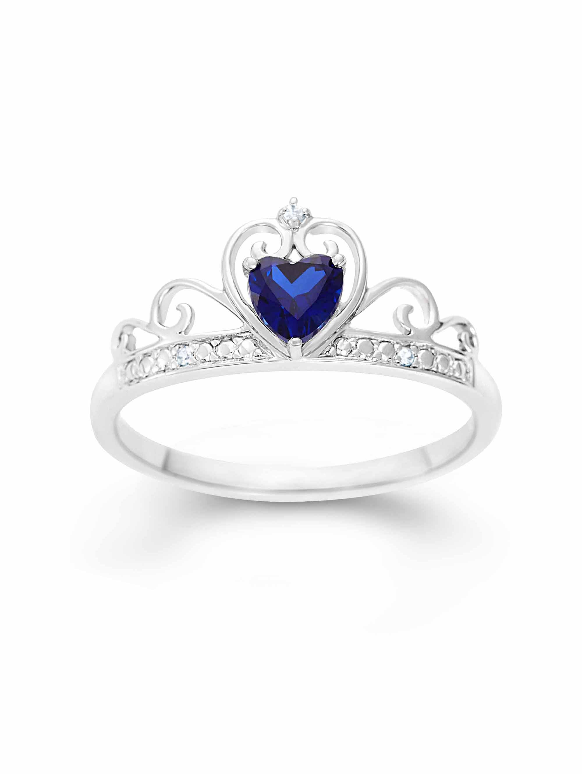 silver crown heart ring