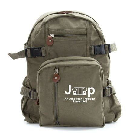 Jeep An American Tradition Since 1941 Army Sport Heavyweight Canvas Backpack