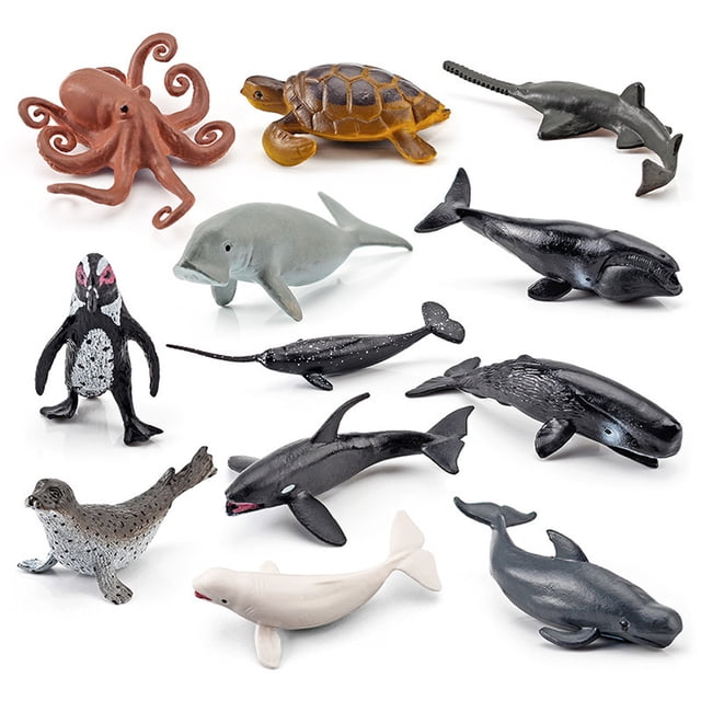 Mini Mar Juguetes Mar Animales Muñeca Océano Animales Figuras Modelo 12PCS Mini Mar Juguetes Para Niños Plástico Mar Animales Muñeca Simulación Océano Animales Figuras ANGGREK IG1033