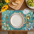 thumbnail image 4 of Green Boho Placemats Set of 4, Shabby Vintage Ethnic Abstract Floral Art Placemats for Dining Table, Place Mats for Kitchen Tabletop, Waterproof Wipeable Dining Table Mats Set, 4 of 9
