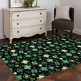 thumbnail image 3 of St. Patrick's Day Area Rugs 4'x6', Washable Small Throw Rugs for Office Bathroom, Spring Green Shamrock Leaves Black Indoor Outdoor Rug Non-Slip Low Pile Carpet Runner Reversible Floor Mats, 3 of 8