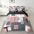 thumbnail image 2 of Erosebridal 7 Piece Black White Grey Pink Queen Bedding Set With Sheets Geometric Square Comforter Set Women Bluish Gray Geometry Grid Bed In A Bag Modern Abstract Lines Bed Set, 2 of 5