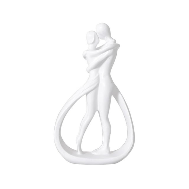 Estatua de pareja abrazándose para el hogar, colección de figuras de pareja de escritorio, estatua de amantes abrazados Blanco