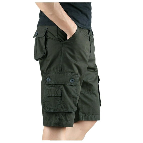 Akiihool Shorts Men Mens Camo Cargo Shorts Relaxed Fit Outdoor Cotton Twill Cargo Shorts (Army Green,3XL)