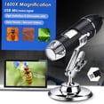 thumbnail image 2 of HLONK Microscope Numérique 3 en 1 USB & USB & Type-C Grossissement 1600X 8 LEDs avec Support Compatible avec Android WindowsXP Win 7 8 10 Linux Portable à Main, 2 of 7