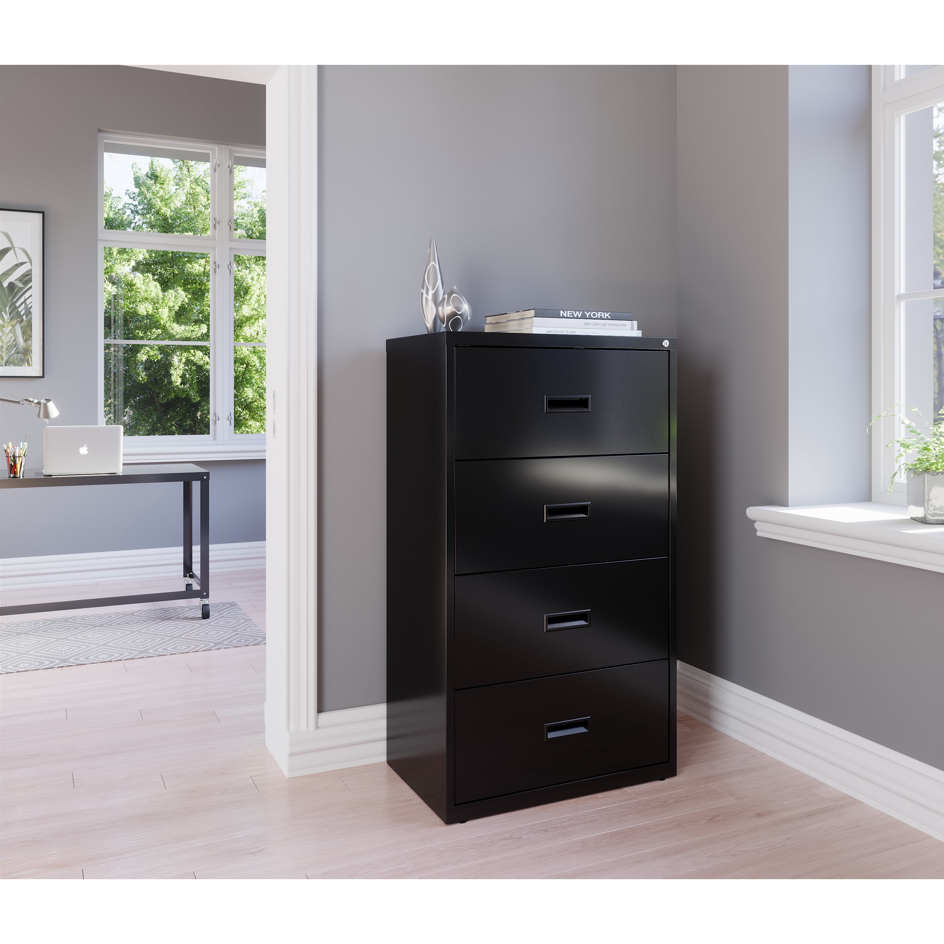 Hirsh 30 Inch Wide 4 Drawer Metal Lateral File Cabinet for Home and Office, Holds Letter, Legal and A4 Hanging Folders, Black