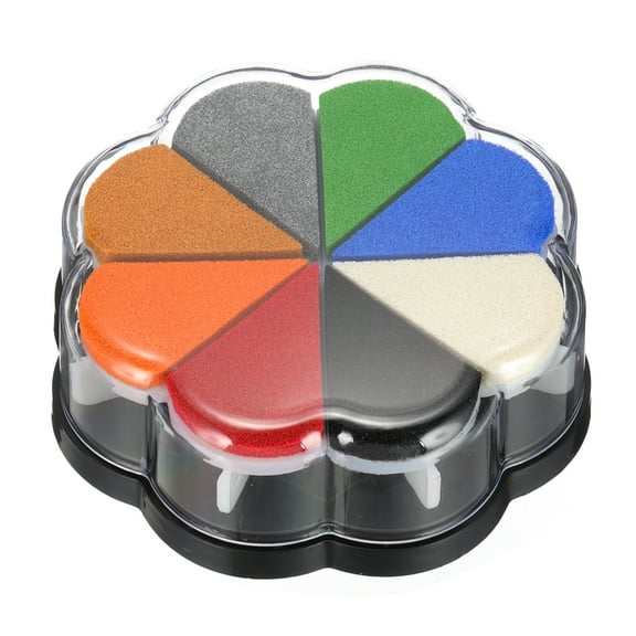 Uxcell Craft Ink Pad, Petal Shape Rainbow Finger Stamp Ink Pads Rubber DIY Washable Pigment for Stamping Card Making Scrapbooking  Painting, 8 Colors