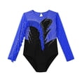 thumbnail image 3 of YONGHS Long Sleeve Gymnastics Leotards for Girls Ruffle Edge Athletic Bodysuit Dancewear Royal Blue 8, 3 of 5