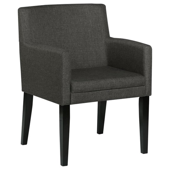 Maklaine 18.75" Transitional Fabric Upholstered Dining Arm Chair in Gray (Set of 2)