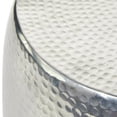 thumbnail image 5 of DecMode 14" x 16" Silver Aluminum Metal Drum Accent Table with Hammered Design, 1-Piece, 5 of 13