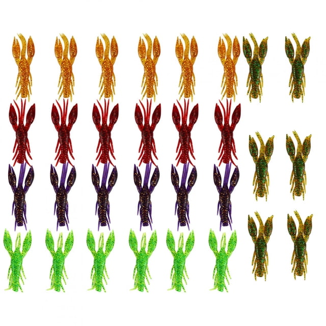 30PCS PVC Cinco colores 7,5 cm 5,5 g Señuelos de pesca de cangrejo artificial Cebos blandos con caja