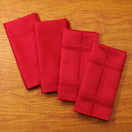 

Lattice Woven Easy Care Microfiber Fabric Dinner Napkin Set of 4 (Red)