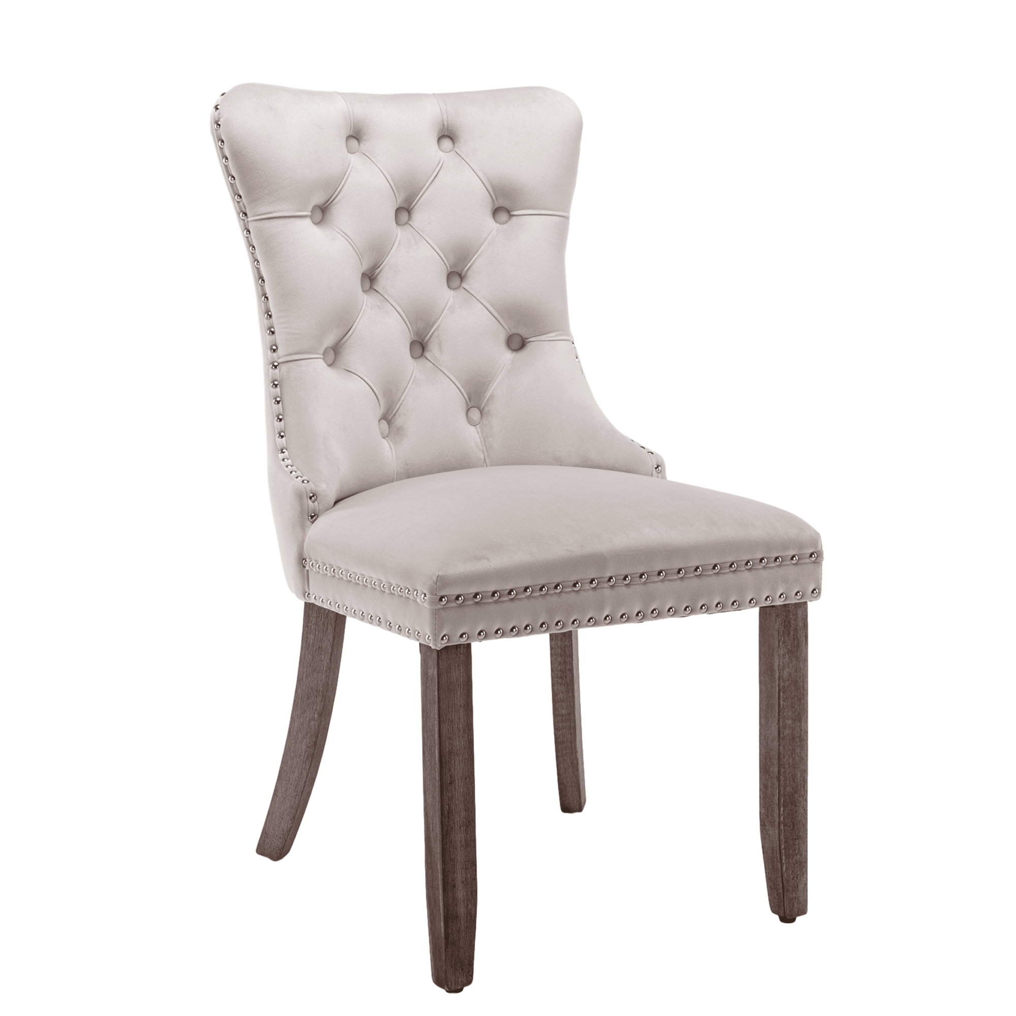 Furnieka Mid Century Modern Velvet Button Tufted Dining Side Chairs, Beige (Set of 6)