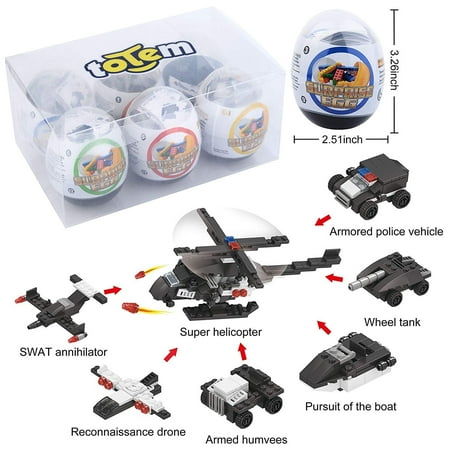 - 6 Filled Easter Egg Building Toys - SWAT Set - Age 6-12 Learning Educational Inside 3