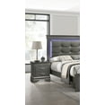 thumbnail image 4 of Contemporary Gray King Size 3Pc Bedroom Set Panel Bed w LED Tufted HB Nightstands Wooden Furniture, 4 of 10
