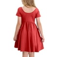 thumbnail image 4 of TQWQT Girls Red Dresses Summer Short Sleeve Girls Sundress Size 10-12 A Line Dresses Cute Kids Crew Neck Party Dress Basic Tween Girls T-Shirt Dress with Pockets Red 110, 4 of 8