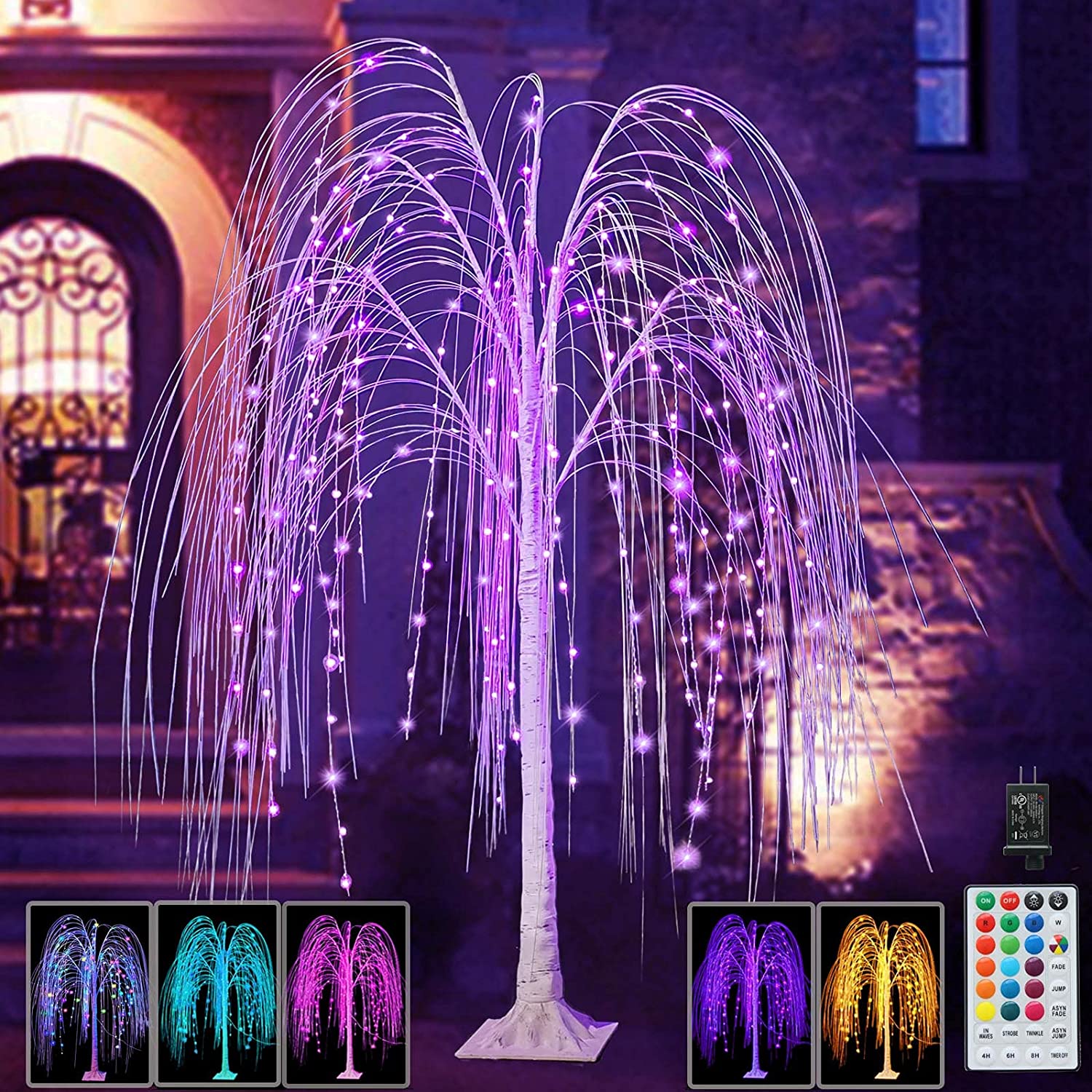 purple lighted willow tree