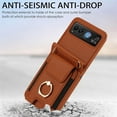 thumbnail image 3 of for Motorola Razr 40 Wallet Case Crossbody, PU Leather Zipper Handbag Purse Flip Cover, Back Card Slots, Adjustable Shoulder Strap, Finger Ring Stand for Motorola Razr 40, Brown, 3 of 8