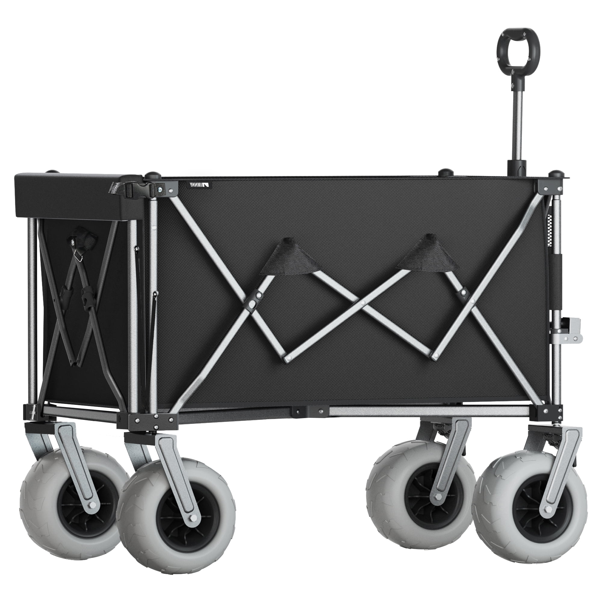 Beach Wagon with 9x4 PU Wheels 500 lbs Capacity Expandable Tailgate 300L Storage Sand Cart