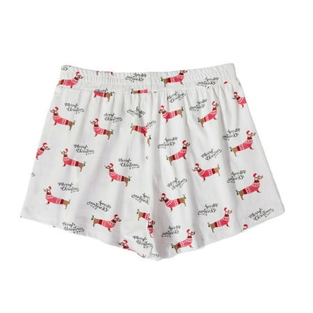 

Fashion Culture Dachshund Christmas Pajama Lounge Shorts White - Medium