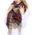 thumbnail image 3 of Women's Scarf Winter Thick Warm Super Soft Luxurious Feel Knit Large Plaid Scarf Unisex for Men and Women Oversized Wrap and Shawl Red, 3 of 6