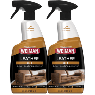 Weiman Leather Cleaner and Conditioner for Sofa, Couch, Purse, Bags, Saddles 22 oz - 2 Pack