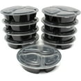 thumbnail image 7 of VeZee 48 oz. Black Round 3 Compartments Plastic Meal Prep Containers with Clear Dome Lids| Bento Box, BPA Free, Stackable, Microwave/Dishwasher/Freezer Safe|600CT, 7 of 7