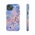 thumbnail image 5 of Ocean Sea Life Phone Case for iPhone 16 15 14 13 12 Pro Max Plus, Pink Cover with White Seahorse Shell Starfish Design, 5 of 6