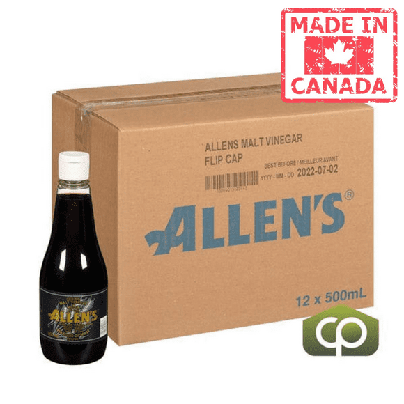 Allens Vinegar Malt Flip Cap 500ml/0.05 Liter (12/Case) - Canadian Made