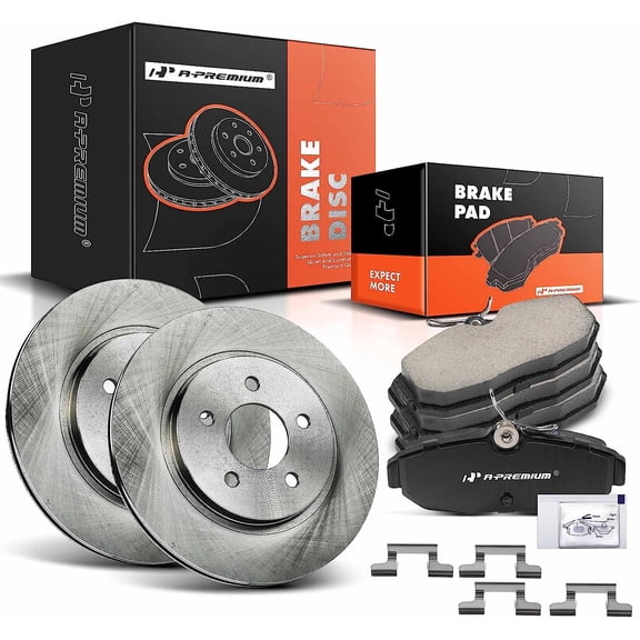 A-Premium 11.82 inch (300mm) Rear Vented Disc Brake Rotors Ceramic Pads Kit Compatible with Select Ford Models - Mustang 2005 2006 2007 2008 2009 2010 2011, 6-PC Set