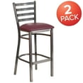 thumbnail image 2 of Flash Furniture 2 Pk. HERCULES Series Silver Antique Finish with Clear Coat Ladder Back Metal Restaurant Barstool - Burgundy Vinyl Seat, 2 of 8