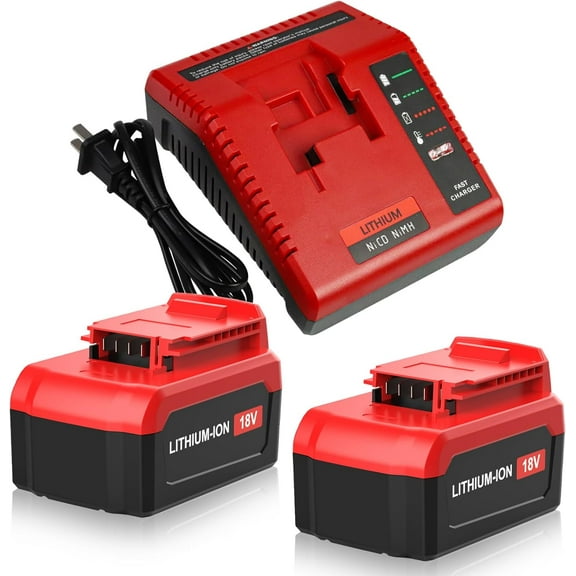 2Pack 6.0Ah PC18BLX Replacement Battery and Charger for Porter Cable 18V Lithium Battery PC18B PC18BL PC18BLEX PCC489N PC188