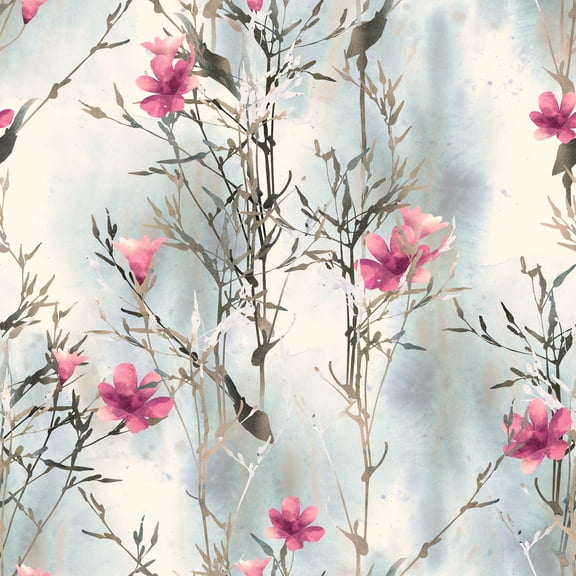 MuralsPrint Fustous Seamless Floral Wallpaper - 10'ft H x 24''inch W