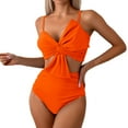 thumbnail image 1 of NINGMENG Bikinis for Women Summer Solid Color Spaghetti Strap Bra And Panty Set High Waisted Two Piece Tankini Swimsuits For Women Bathing Suits,Orange,S, 1 of 6
