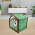thumbnail image 3 of Yellow and Blue Pet House, Tropical Bananas Pattern in Vivid Tones Exotic Style Palm Summer Graphic, Outdoor & Indoor Portable Dog Kennel with Pillow and Cover, 5 Sizes, Teal Yellow, by Ambesonne, 3 of 5