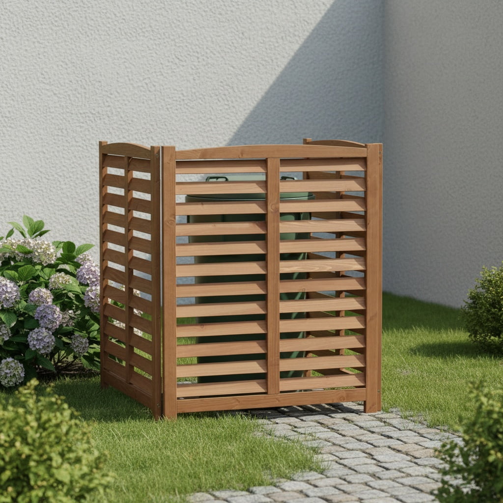 MAYEERTY 3-Panel Outdoor Wood Privacy Fence Screen, 32"Wx38"H Air Conditioner Trash Can Enclosure for Backyard Patio