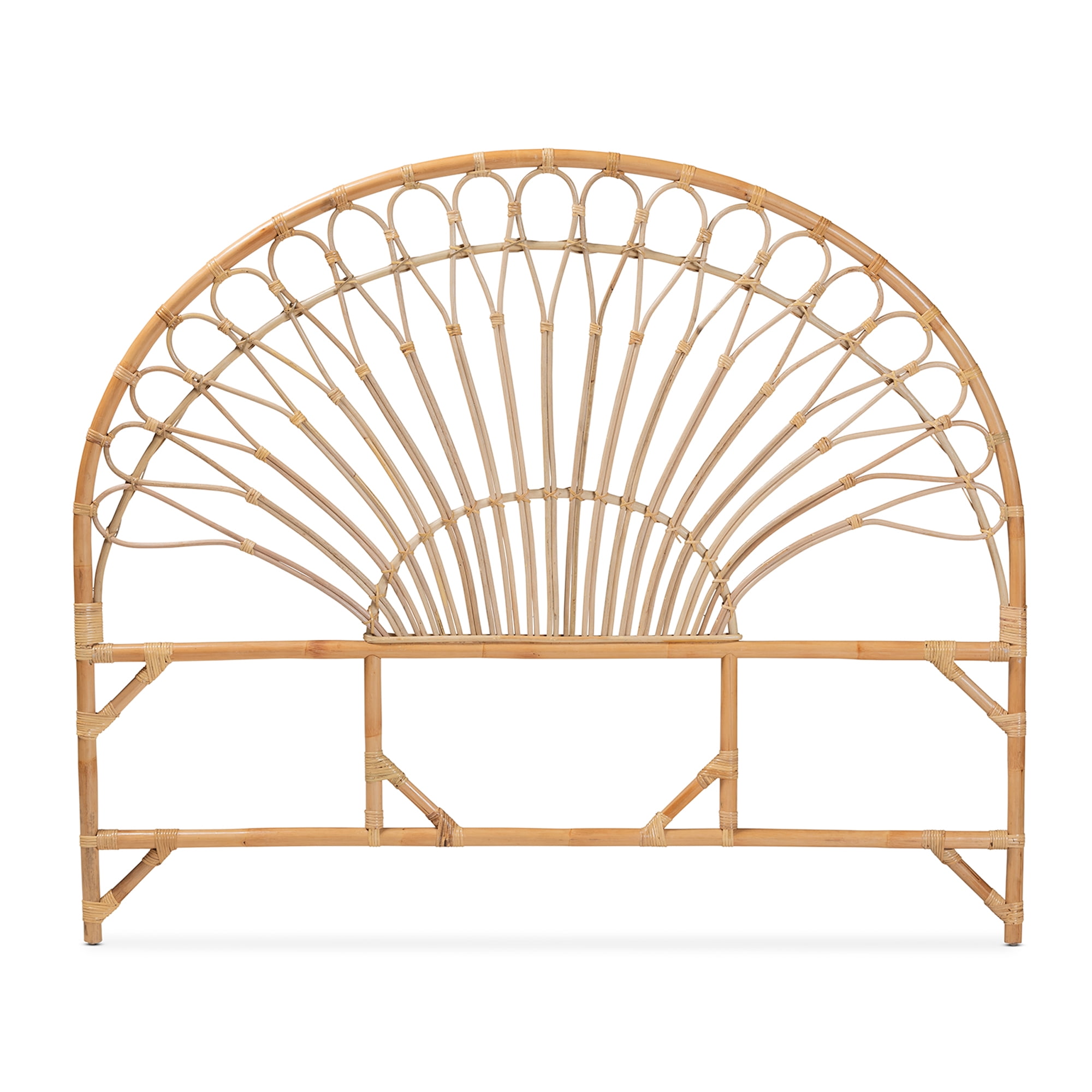 bali & pari Devereaux Modern Bohemian Natural Brown Rattan Queen Size Standalone Headboard