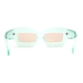 thumbnail image 3 of Womens Razor Blade Geometric Thick Horn Rim Temple Rectangle Sunglasses Green Beige, 3 of 4
