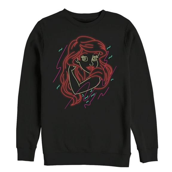 Men's The Little Mermaid Ariel in Lights  Sweatshirt Black 2X Large