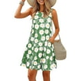 thumbnail image 3 of VUPSGEZ Womens Wrap Dress Summer Women'S Floral Camo Print Spring Summer Loose Casual Round Neck Camisole Sleeveless Vest Pocket Dress Swimsuit Beach Cover Up Summer Work Dresses(Green,S), 3 of 5