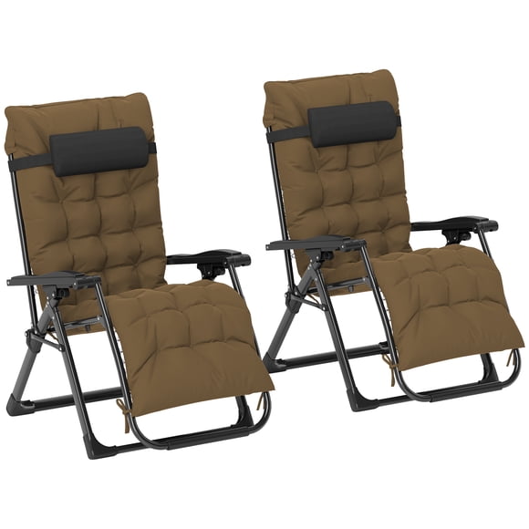 Outsunny Reclining Zero Gravity Chair, Folding Sun Lounger with Cushion