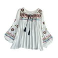 thumbnail image 3 of Milageto Women's Mexican Embroidered Tops Bohemian Blouse for Vacation Shopping Party White, 3 of 8