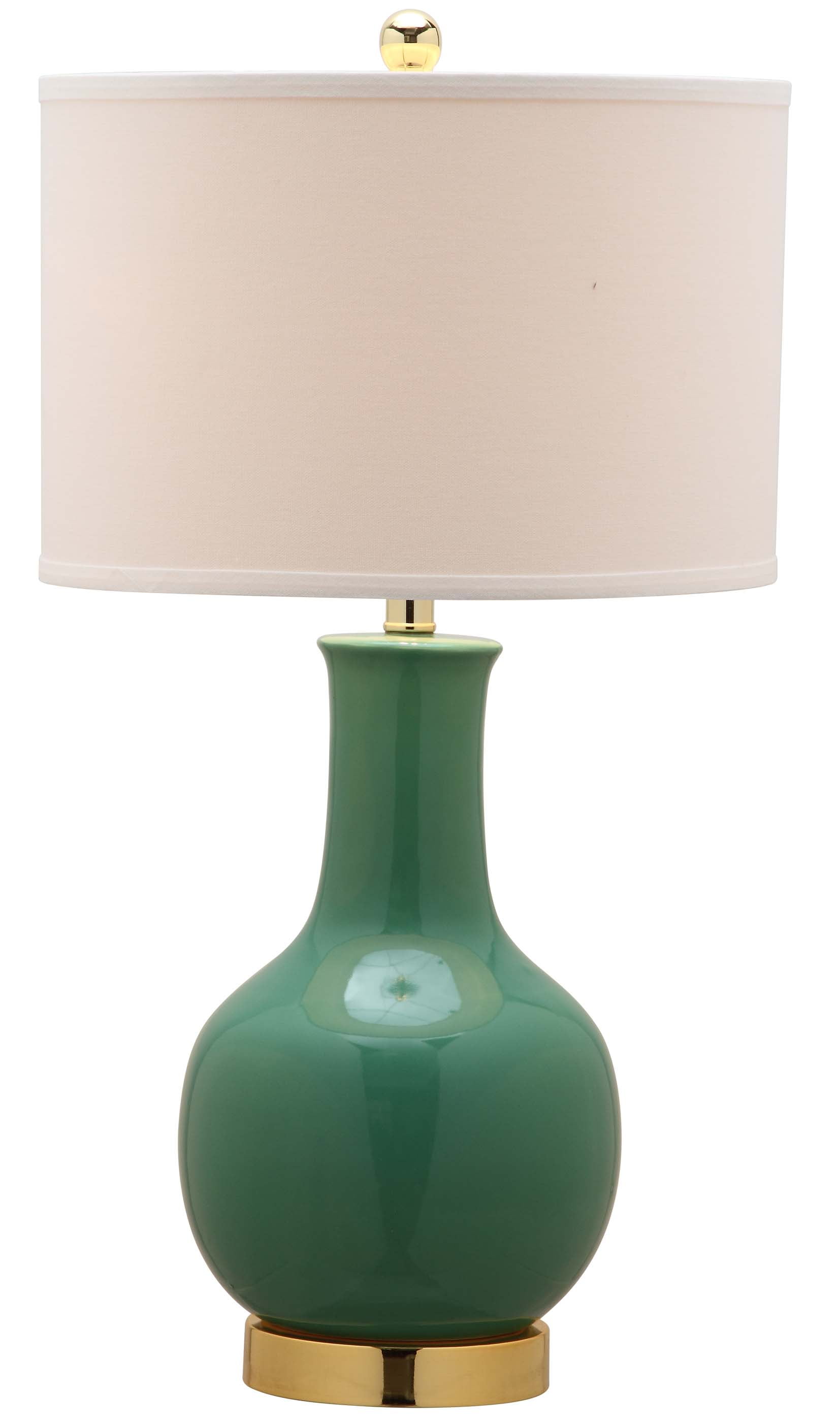 SAFAVIEH Ceramic Paris Solid 27.5 in. H Table Lamp w/ Shade, Emerald/Off White