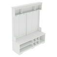 thumbnail image 6 of Modern Hallway Hall Tree with Metal Hooks and Storage Space, Multi-Functional Entryway Coat Rack with Shoe Cubbies, White, 6 of 15