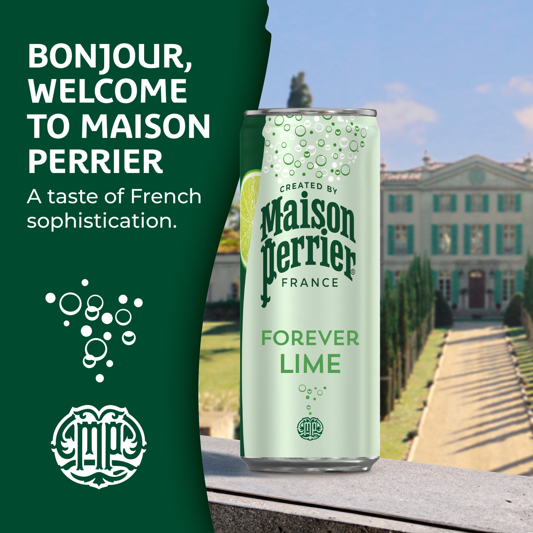 Maison Perrier Forever Lime Sparkling Water, Recyclable, 11.15 fl oz, 24 Pack Cans