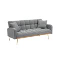 thumbnail image 6 of JERFIT 3-Seater Convertible Sofa Bed for Small Spaces, Adjustable Backrest, Plush Teddy Fabric, Gray Contemporary Futon, 6 of 9
