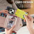 thumbnail image 5 of Dteck Crossbody Wallet Case for iPhone 15 Plus with Card Slots Holder, Magnetic Flip Folio Purse Case, PU Leather Zipper Handbag with Detachable Lanyard Strap for iPhone 15 Plus,Pink, 5 of 7